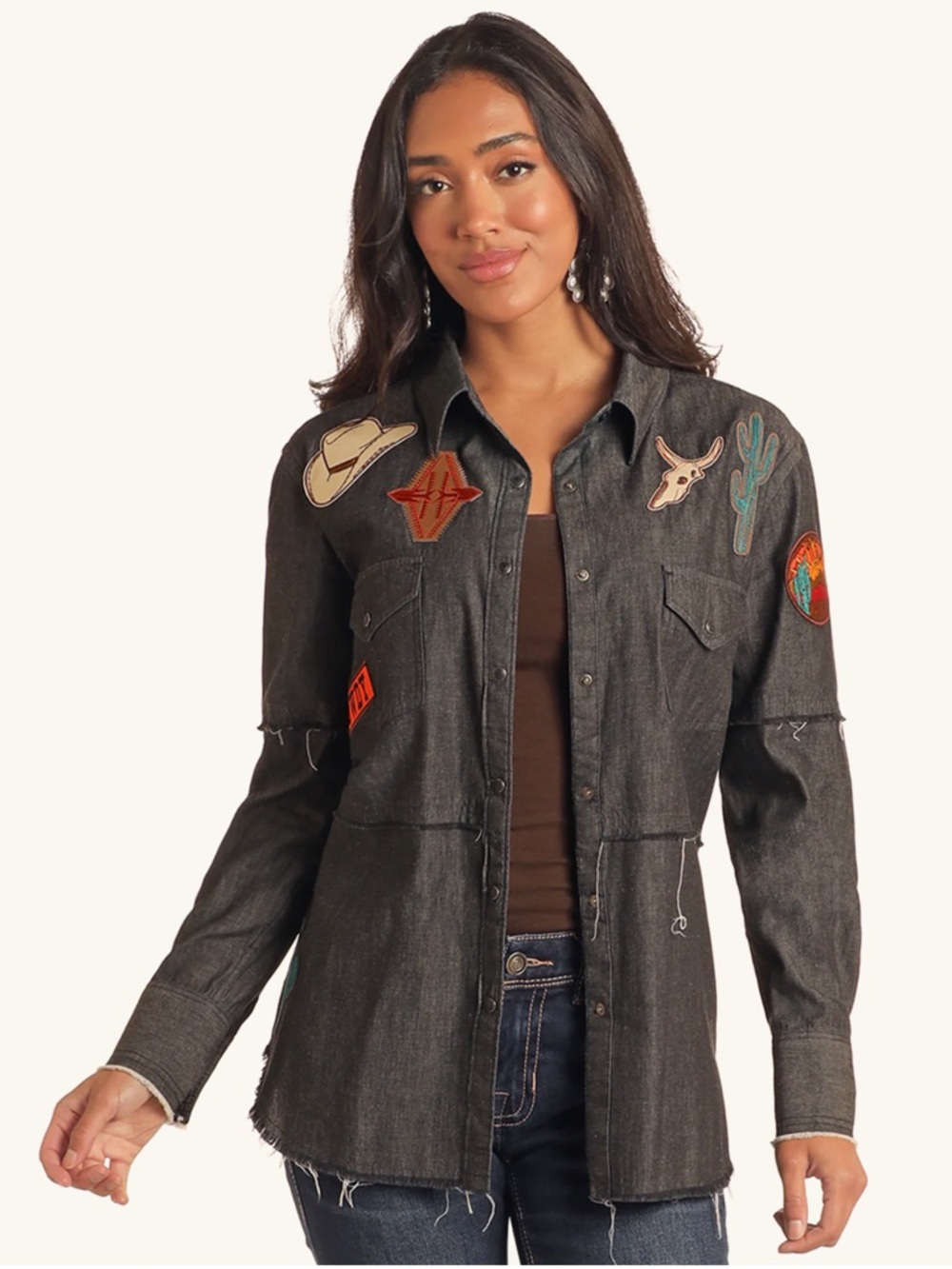 Panhandle Slim Western Pearl Snap Shirt Patchwork Rodeo Cowboy Button Up XS - Picture 11 of 11